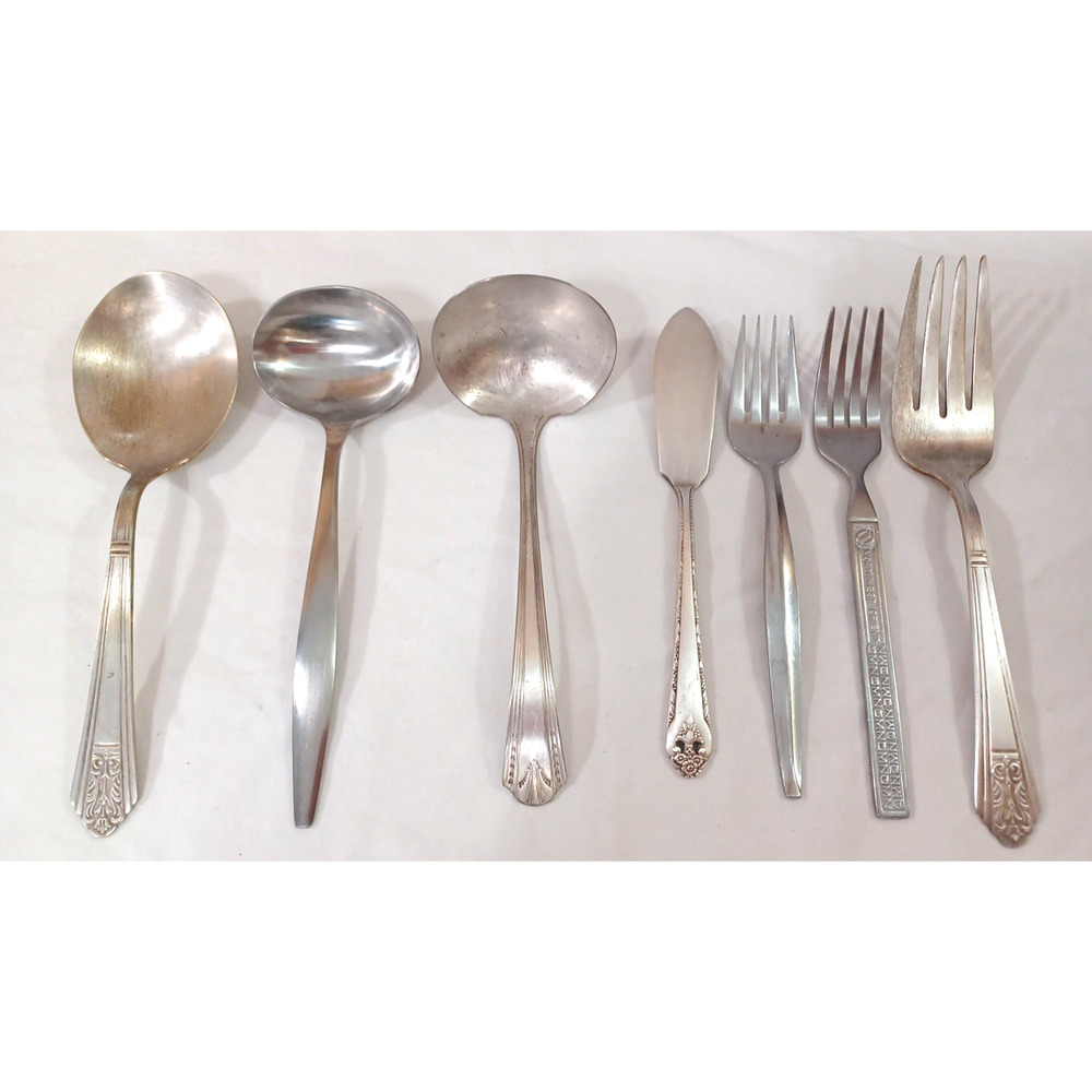 7 VTG Assorted Flatware MCM Pre 2000 Spoons Forks Butter Knife Lot